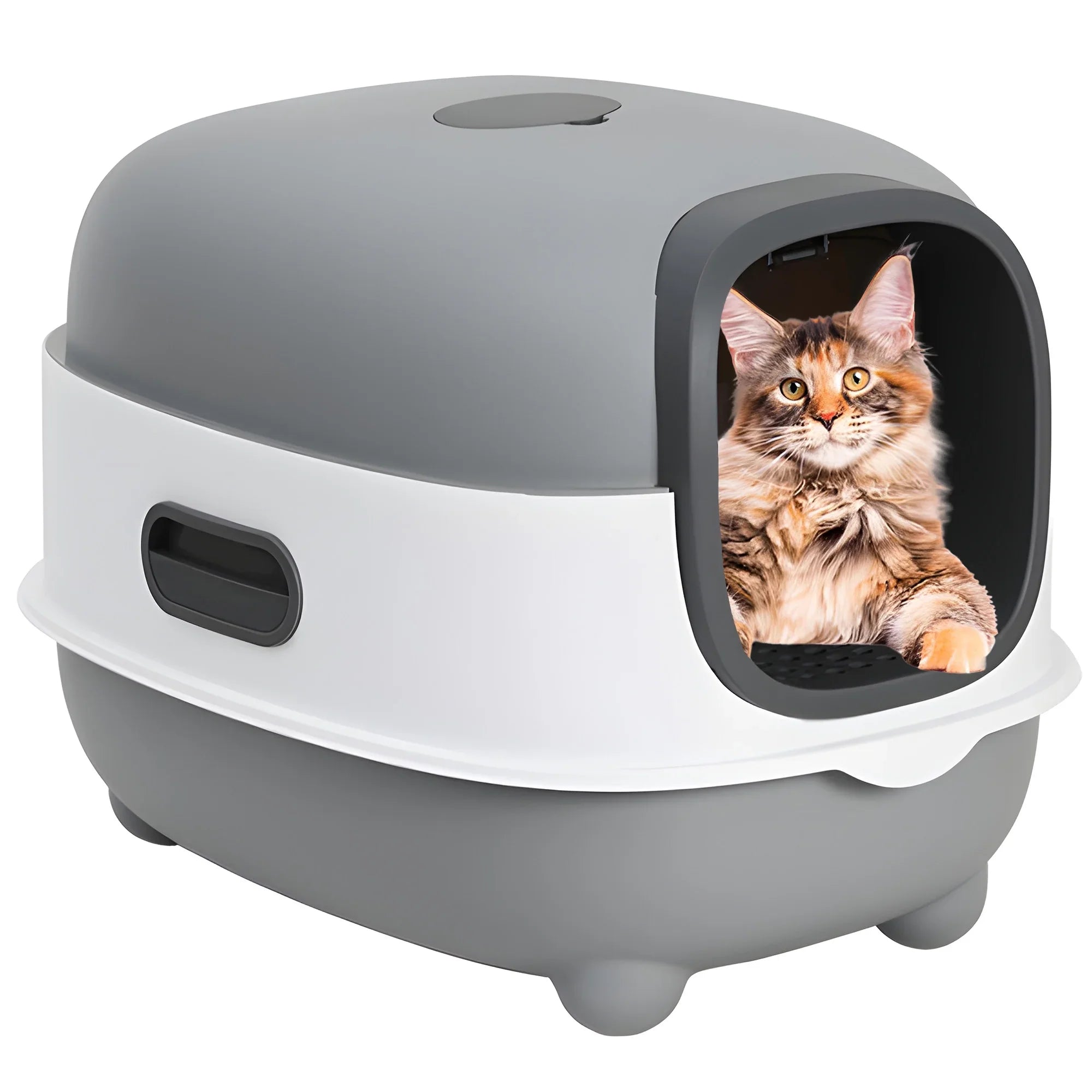 Large Cat Litter Box,Pets Enclosed Cat Litter Boxes,Odor Control,Jumbo Hooded,Gray,Door Isolate Smelly