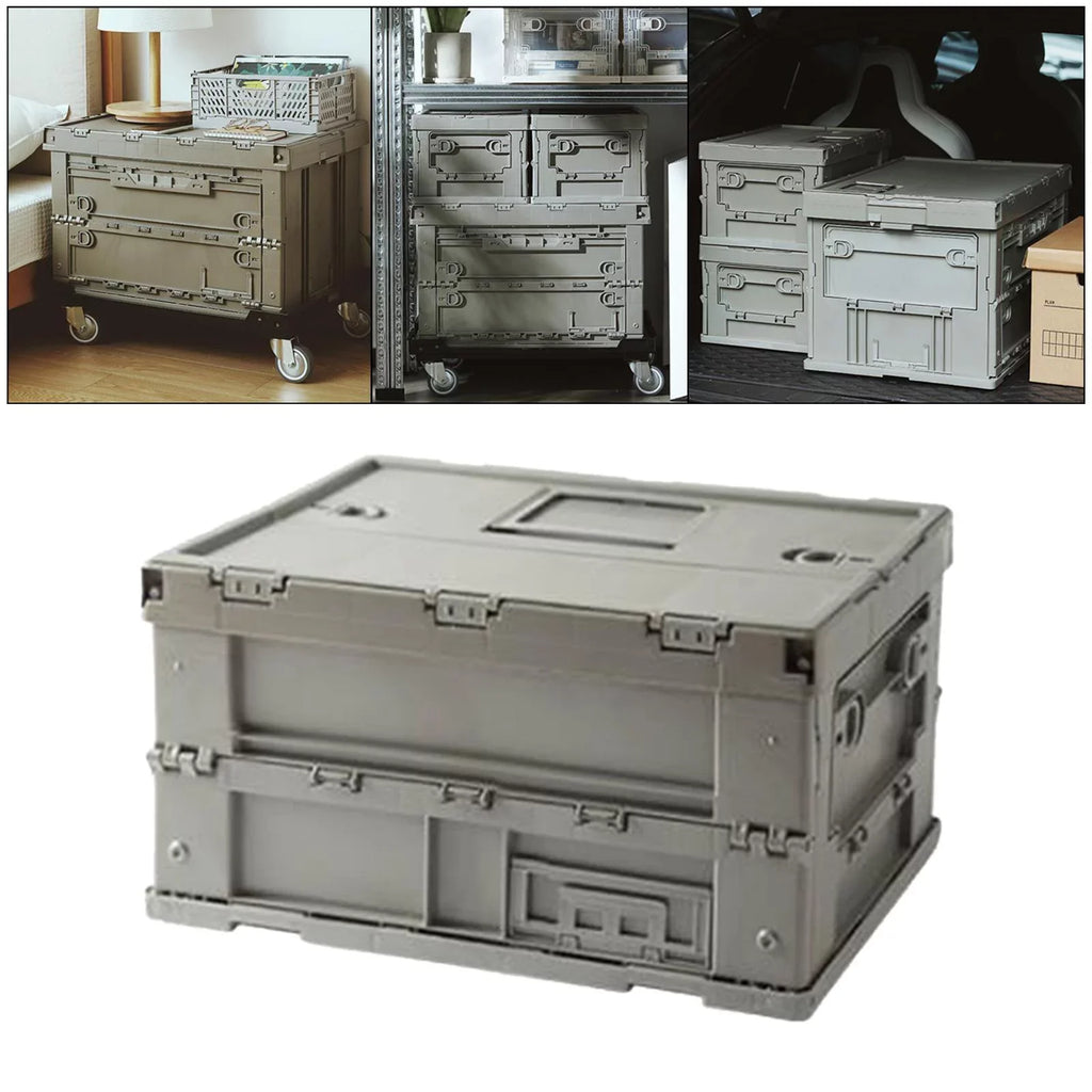 Storage Box Versatile Storage Bins Collapsible Crate Trunk Organizers Multifunctional Storage Containers Gray Green, 41x29.5x22cm