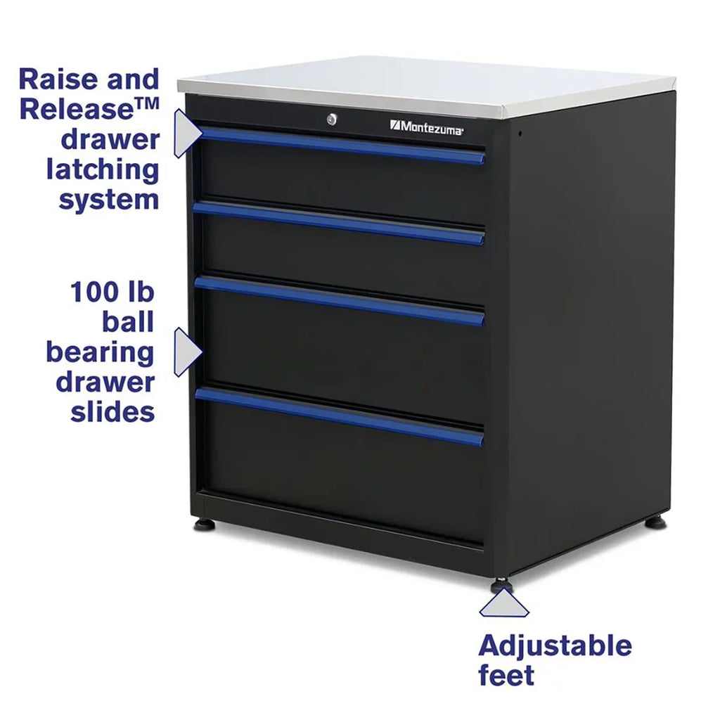 Montezuma Garage Tool Storage System 30.5 x 24" Locking Workbench, Black