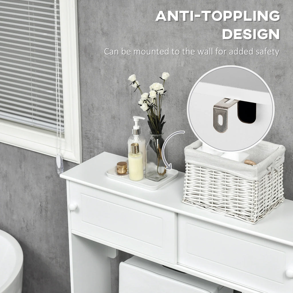 kleankin Over the Toilet Bathroom Cabinet, Freestanding Bathroom Storage Organizer with Adjustable Shelves, Toilet Rack, White