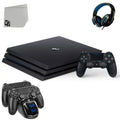 Sony PlayStation 4 Pro 1TB Gaming Console Black with Charging Dock Headset Bolt Axtion Like New
