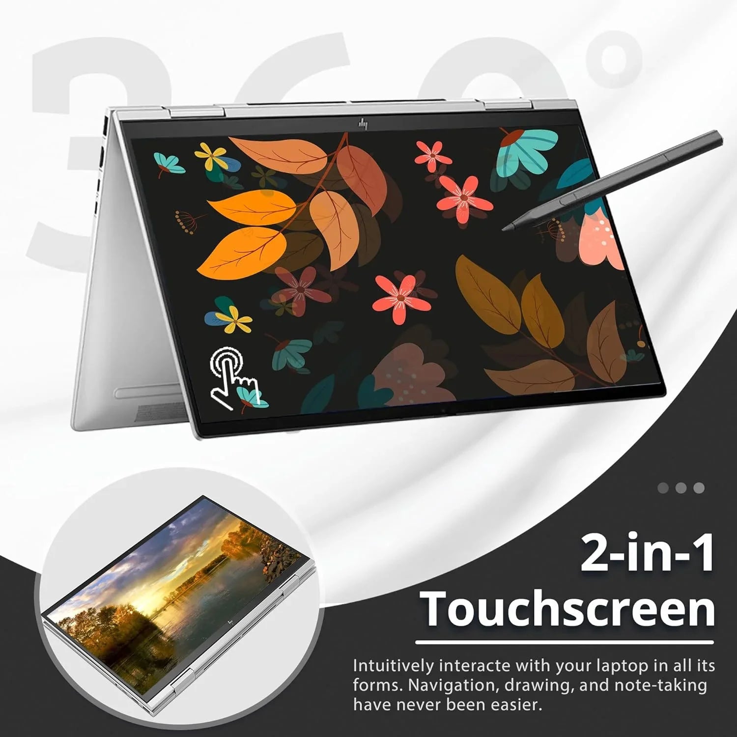 Envy x360 2-in-1 15.6"  Touchscreen Laptop, Intel Core i7-1260p, 64GB , 2TB , Backlit ,  Webcam, Intel Iris Xe Graphics, Wi-Fi, Bluetooth, Win 11 Pro, Silver, 32GB  Card