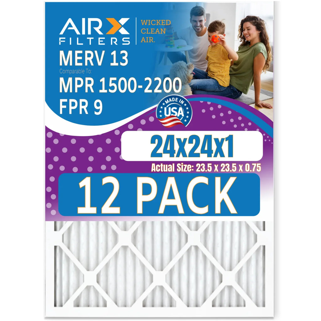 24x24x1 Air Filter  13 Rating, 12 Pack of Furnace Filters Comparable to  1500 - 2200 &  9 - Made in  by     .