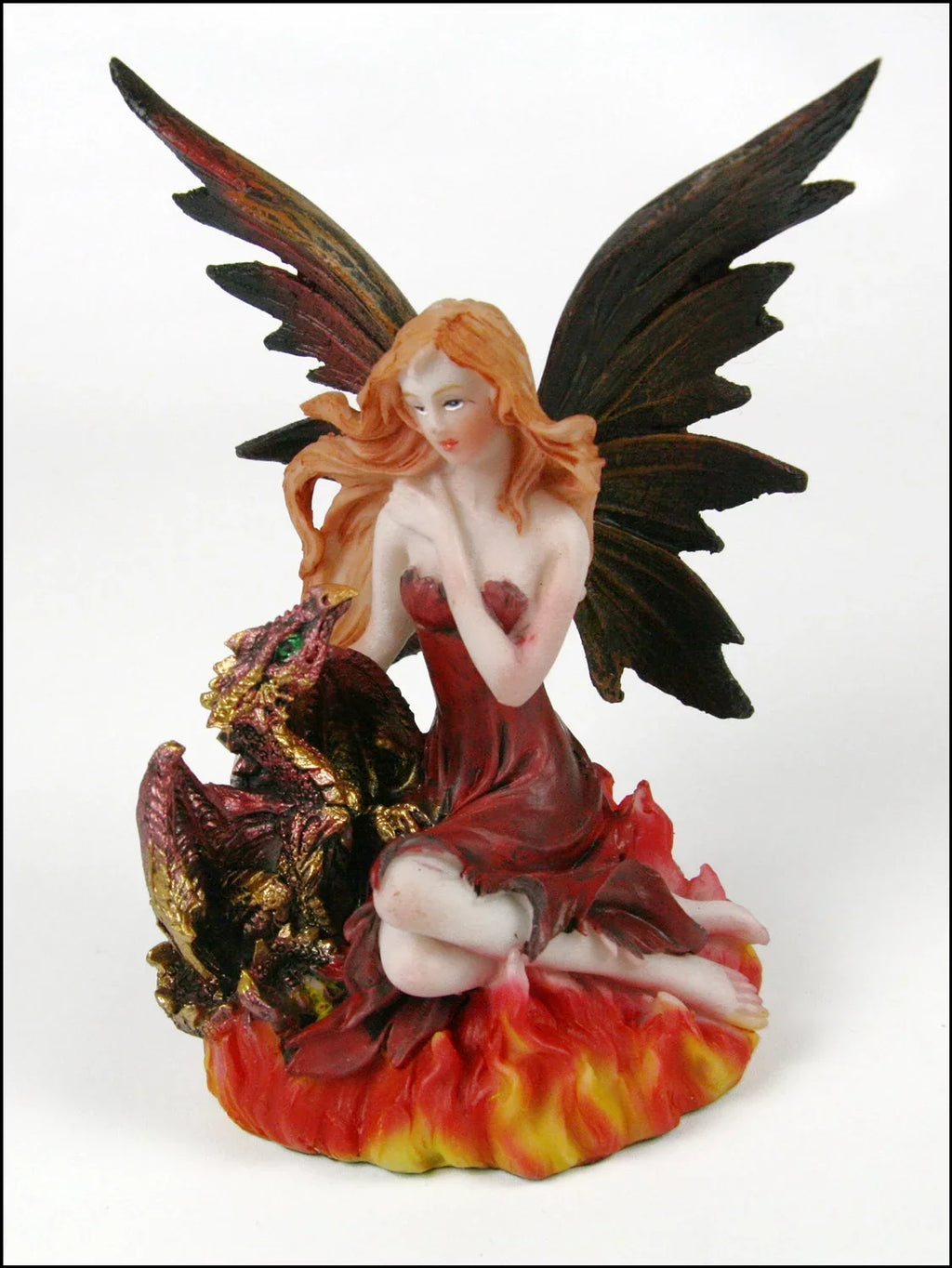 5" Fairy with Red Dragon - cast in top-notch resin with a feel like ceramic