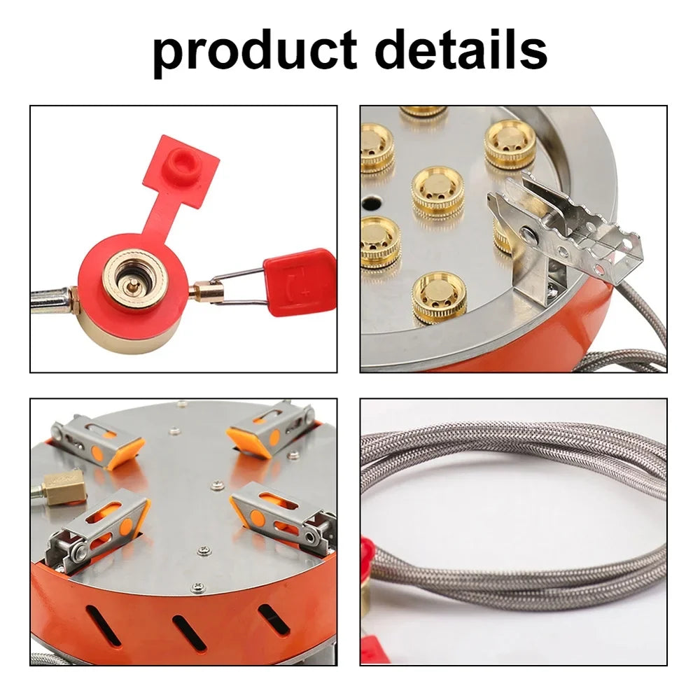12-Core Camping Stove, Windproof and High-Power Gases Stove - Outdoor Furnace for Camping