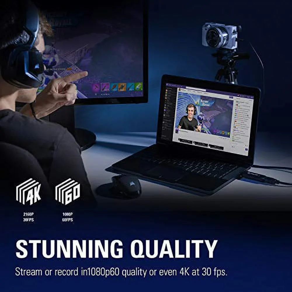 Elgato Cam Link 4K - Broadcast Live, Record via , Camcorder, or Action Cam, 1080p60 or 4K at 30 , Compact  Capture Device,  3.0