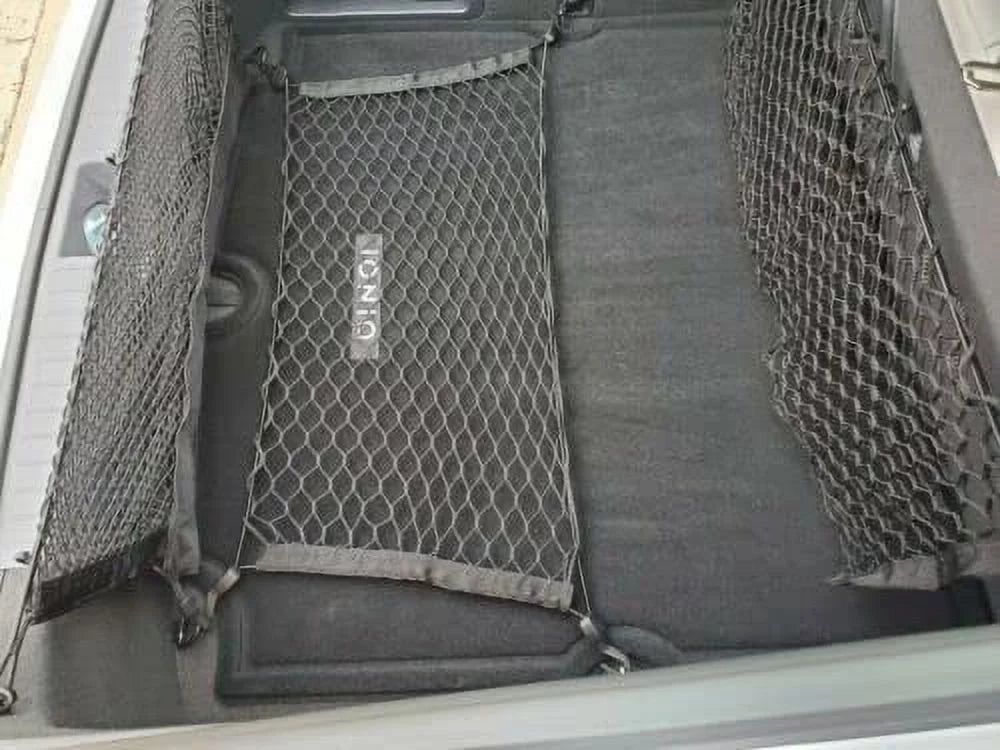 (Qty.3) Trunk Organizer Cargo Nets for   2017-2019 – Floor & 2 Envelope Style Cargo Nets for Hatchback – Premium Mesh Elastic Car Trunk Organizer – Compatible
