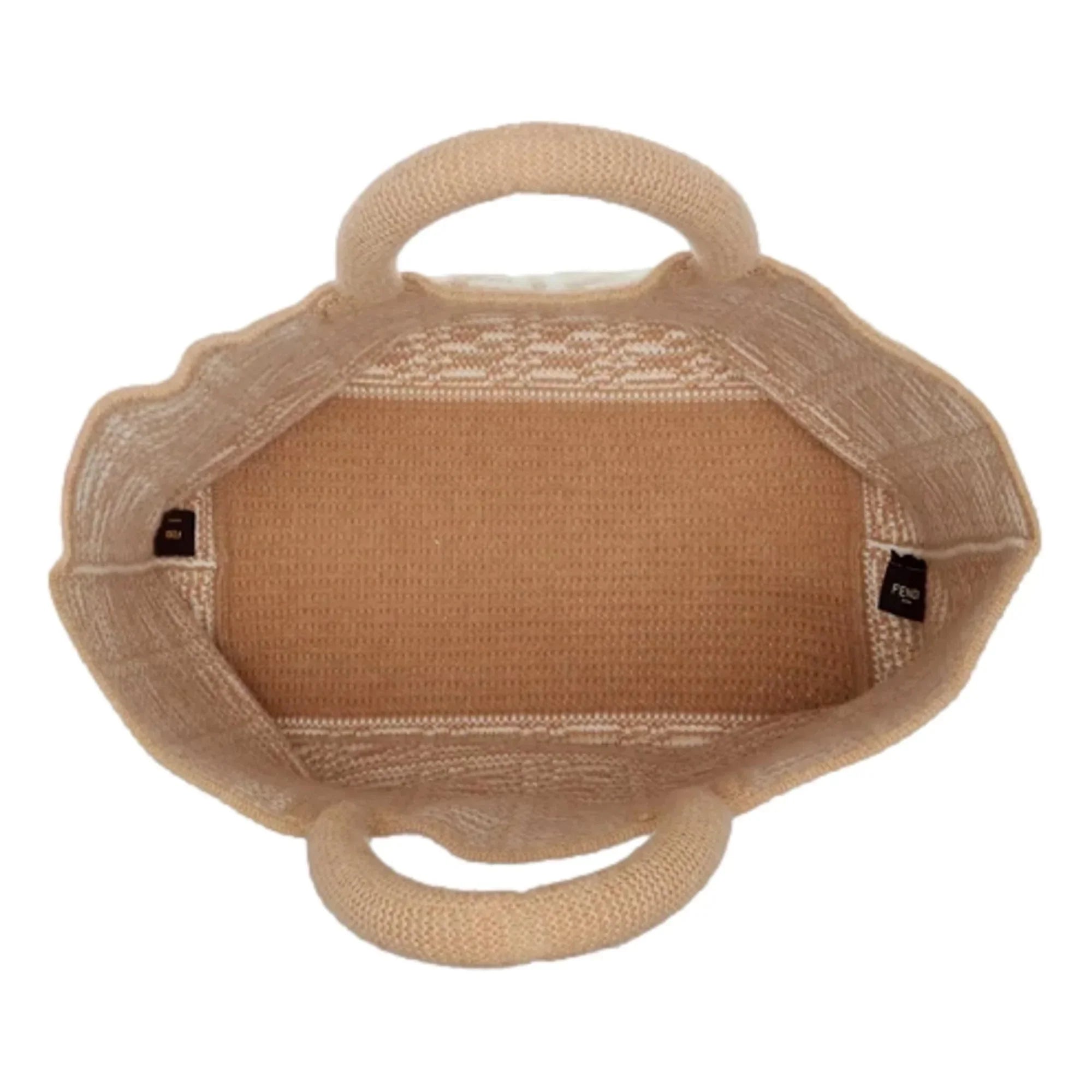 Fendi  Cammello Beige Knitted Cashmere Large Shopper Tote Bag