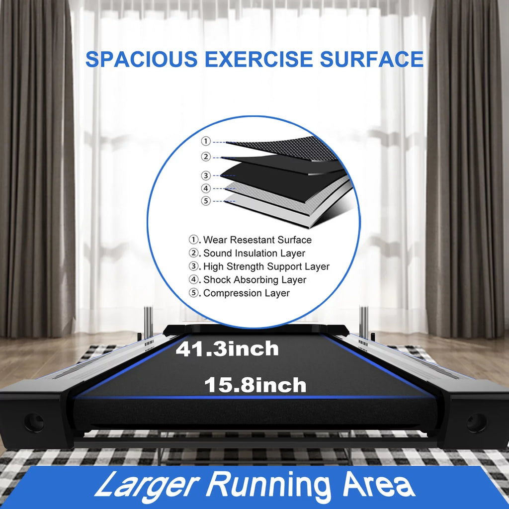 2 in 1 Under Desk Treadmill - 2.5  Folding Treadmill for Home, Installation-Free Foldable Treadmill Compact Electric Running Machine, Remote Control &  Display Walking Running Jogging, Blue