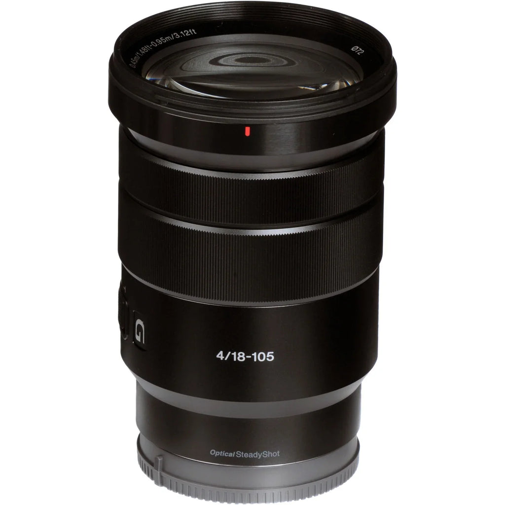 Sony   18-105mm f/4   Lens with Essential Accessory Bundle - Includes: Water Resistant Lens Pouch, SanDisk 32GB Memory Card, 3 Piece Multicoated  Filters with Case (,, ), Variable Neu