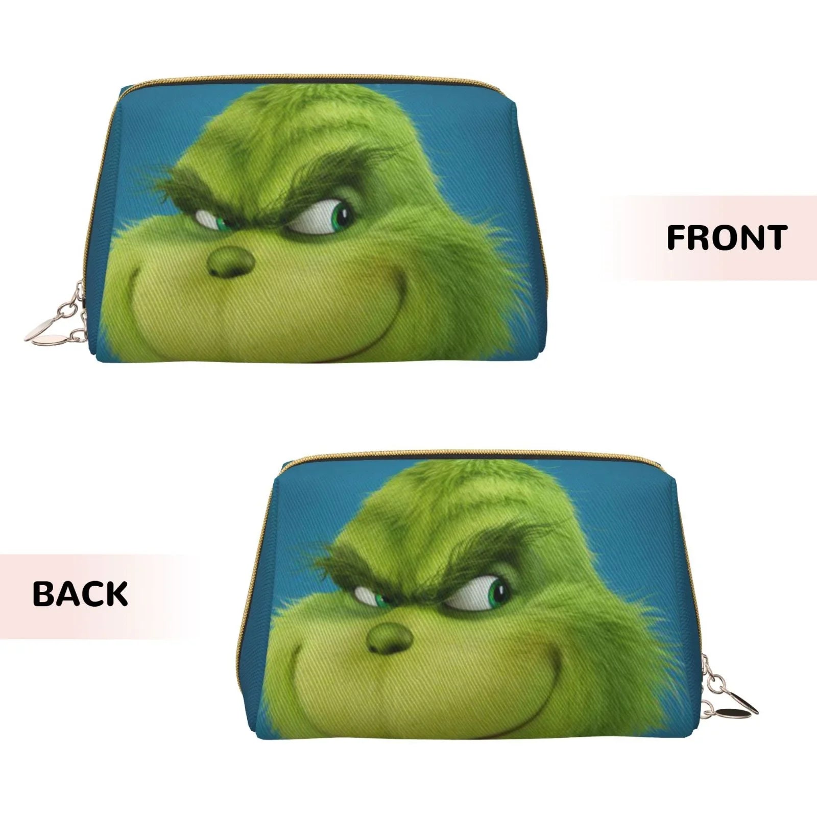 Grinch Cosmetic Bag Makeup Organizer Leather Portable Pouch Gift Travel Toiletry Bag Storage Purse