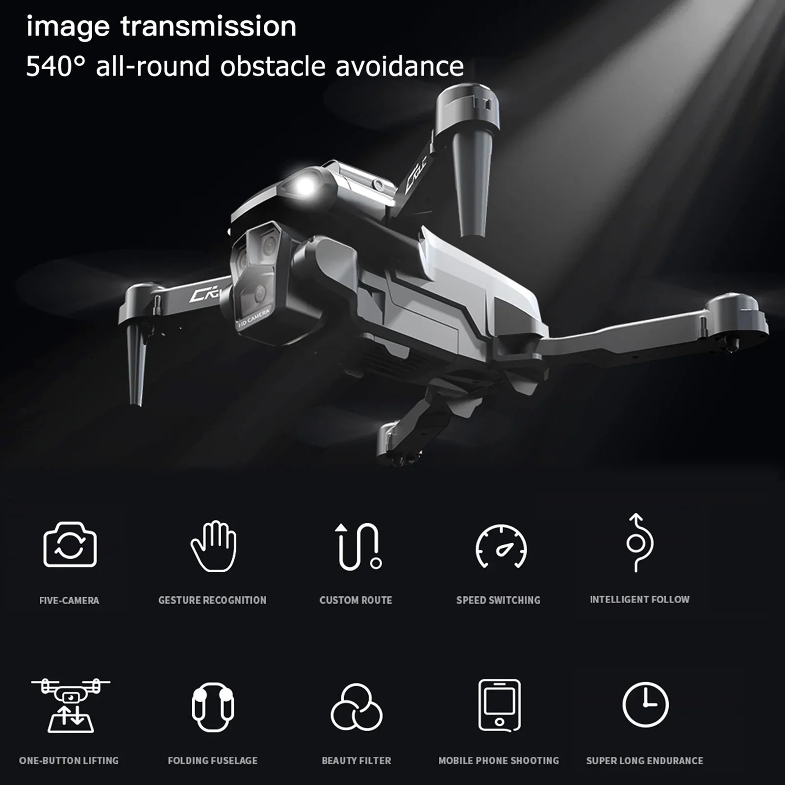 Dcenta Remote Control  with Camera 4K 3 Front Camera 2 Bottom Camera Obstacle Avoidance 5GWiFi  Storage Bag Package Trajectory Flight Gesture Photography Follow Flight