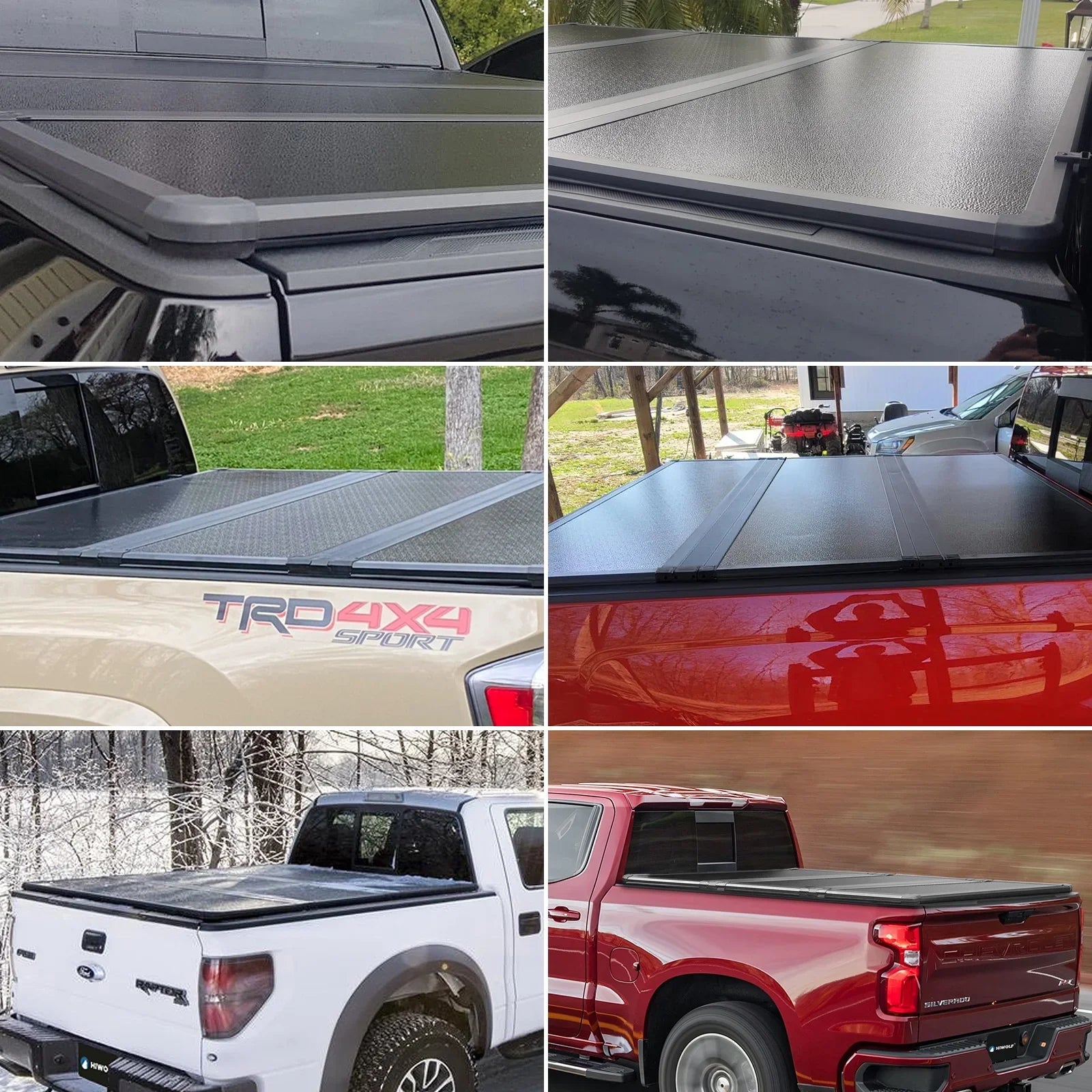 Kikito Professional  Hard Tri-Fold Truck Bed Tonneau Cover for 2003-2024 Ram 1500 2500 3500 6.4ft (74.6in) Bed Without | Rambox & Deckrail System |