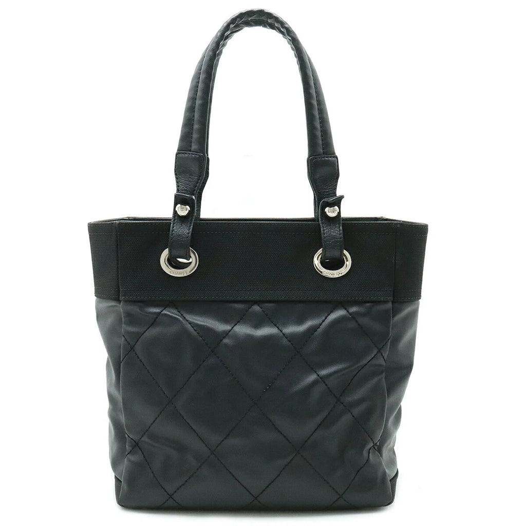 Pre-Owned  Paris Biarritz Tote  Bag Shoulder Coated Canvas Leather Black  (Good)