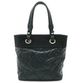 Pre-Owned  Paris Biarritz Tote  Bag Shoulder Coated Canvas Leather Black  (Good)