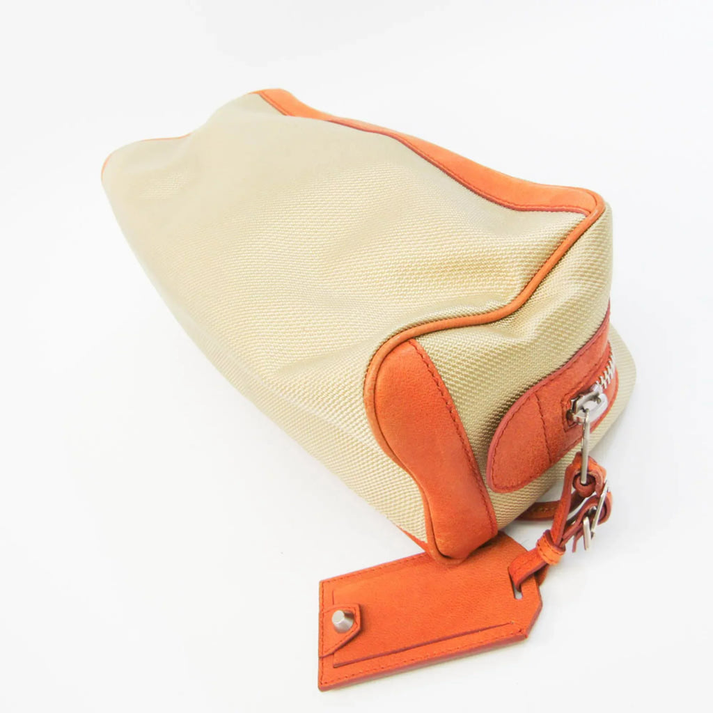 Pre-Owned Balenciaga Town 527147 Men,Women Leather,Nylon Canvas Clutch Bag Orange,Yellow (Good)