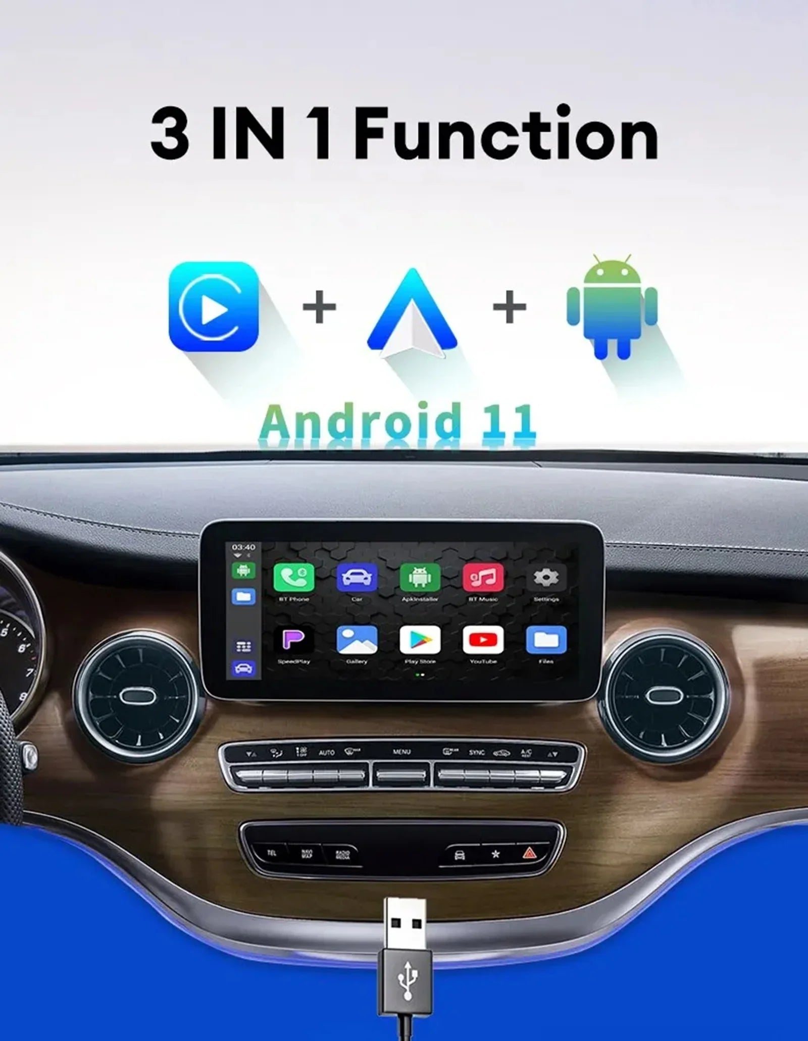 Masslatie Wired to Wireless CarPlay  Box Android 11 System Mini Dongle Wifi Netflix Youtube Fit for Audi/Toyota//Golf/Mercedes/Subaru