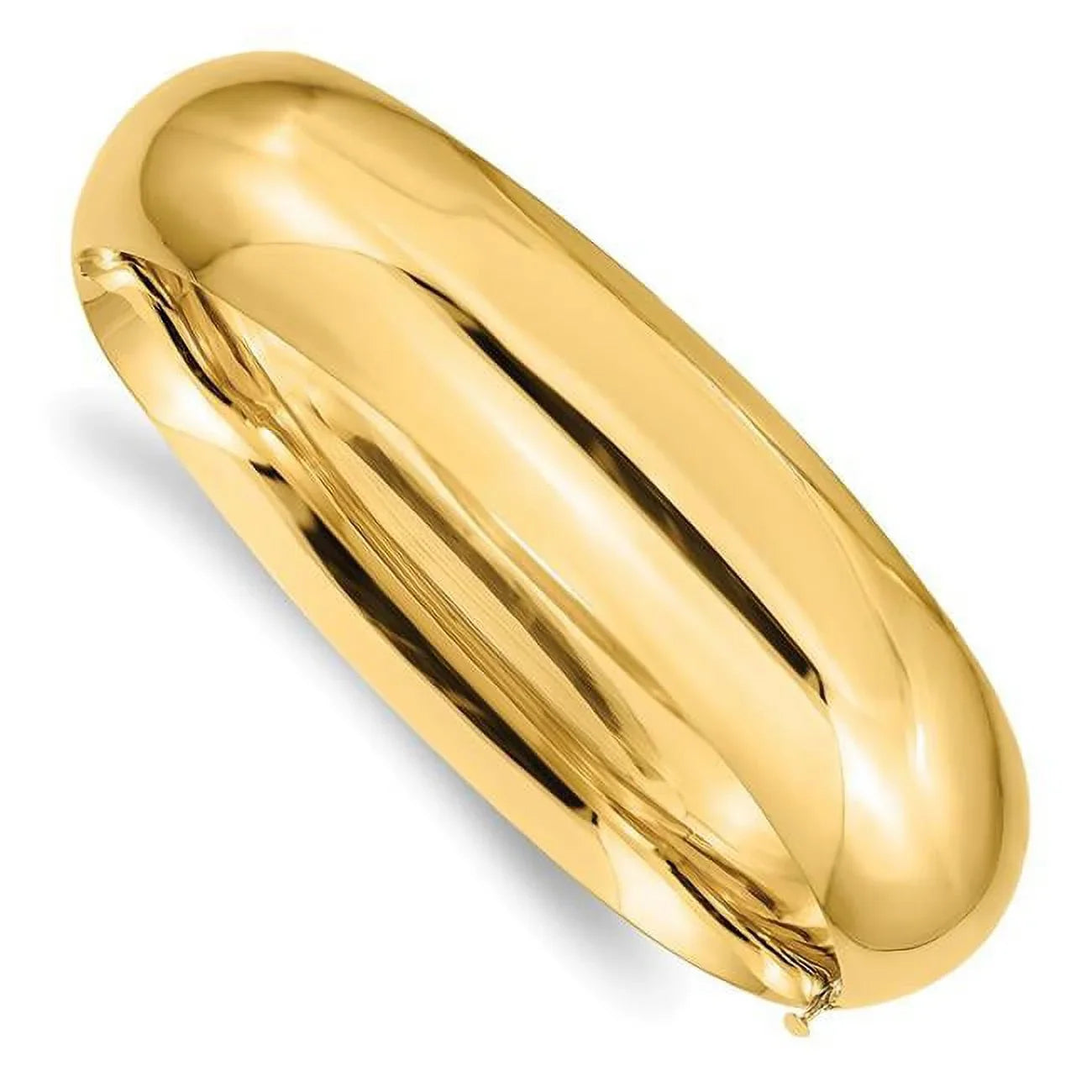 Finest GoldHP11-16O 14K Yellow Gold 0.687 mm Oversize High Polished Hinged Bangle Bracelet