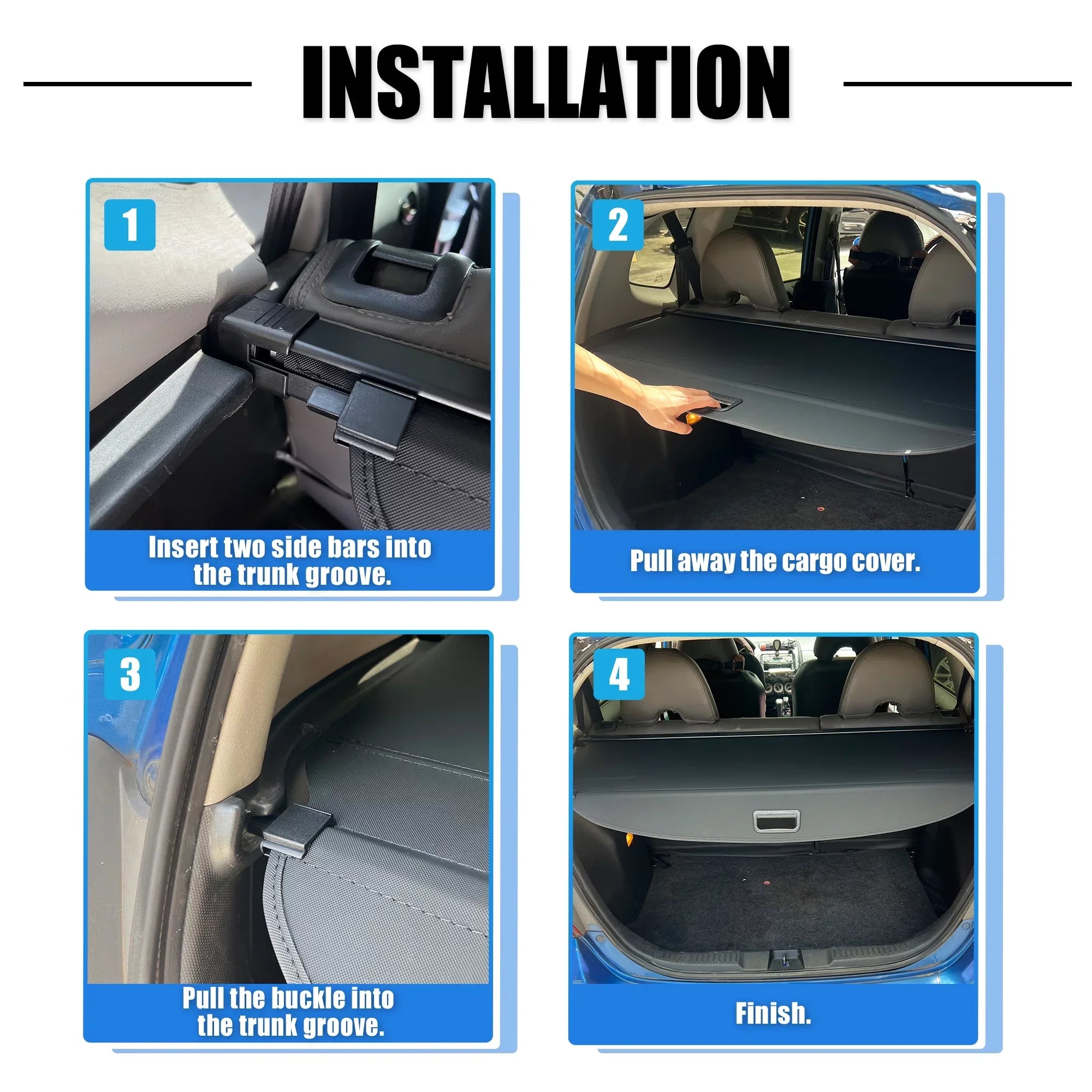Unique Bargains Retractable Cargo Cover Rear Trunk enclosure Shield Shade Ajustable Fit for Nissan Rogue 2021-2024 Black