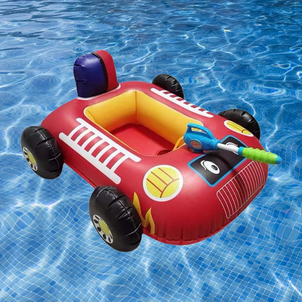 Cartoon Car Design Kids Pool Floats with Water Squirt Pool Floats Raft for Beach Red