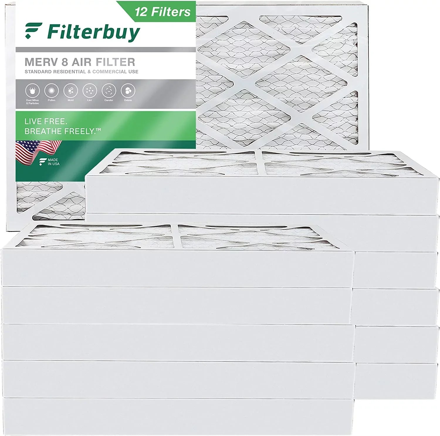 Filterbuy 8x20x4  8 Pleated   Furnace Air Filters (12-Pack)