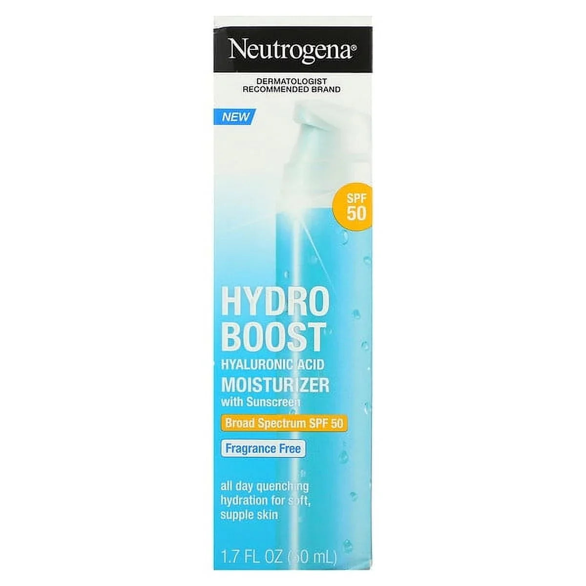 Neutrogena, Hydro Boost Hyaluronic Acid Moisturizer With Sunscreen,  50, Fragrance-Free, 1.7 fl oz Pack of 3