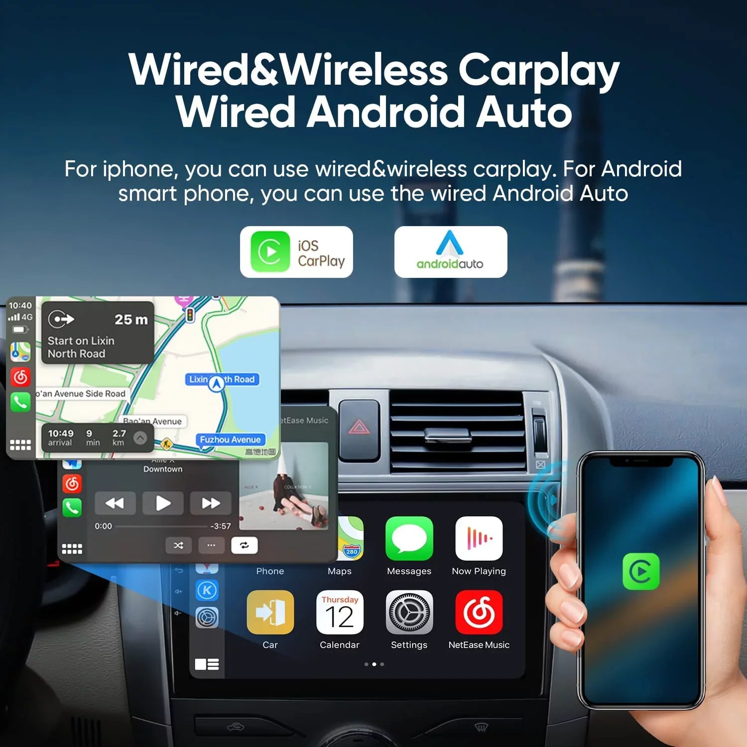Android Car Stereo for Toyota Corolla 2006 2007 2008 2009 2010 2011 2012, 9 Inch Car Radio with  Navigation Touch Screen Android Head Unit Built-in Bluetooth//WiFi + Backup Camera 2GB 32GB