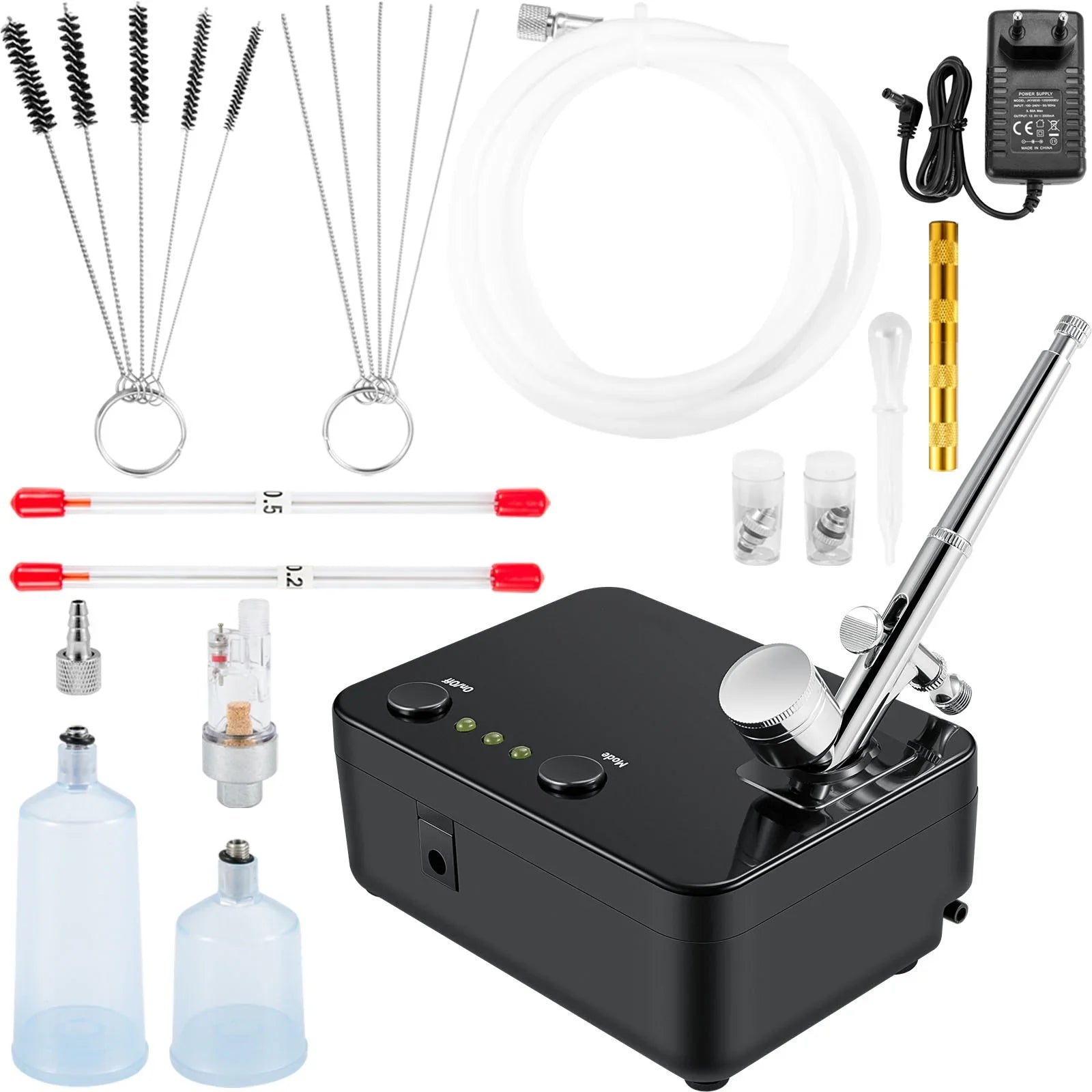 Airbrush Kit, Portable Airbrush Set with Compressor, Airbrushing System Kit w/ Multi-purpose Dual-action Gravity Feed Airbrushes, Art Nail Cookie Tattoo Makeup