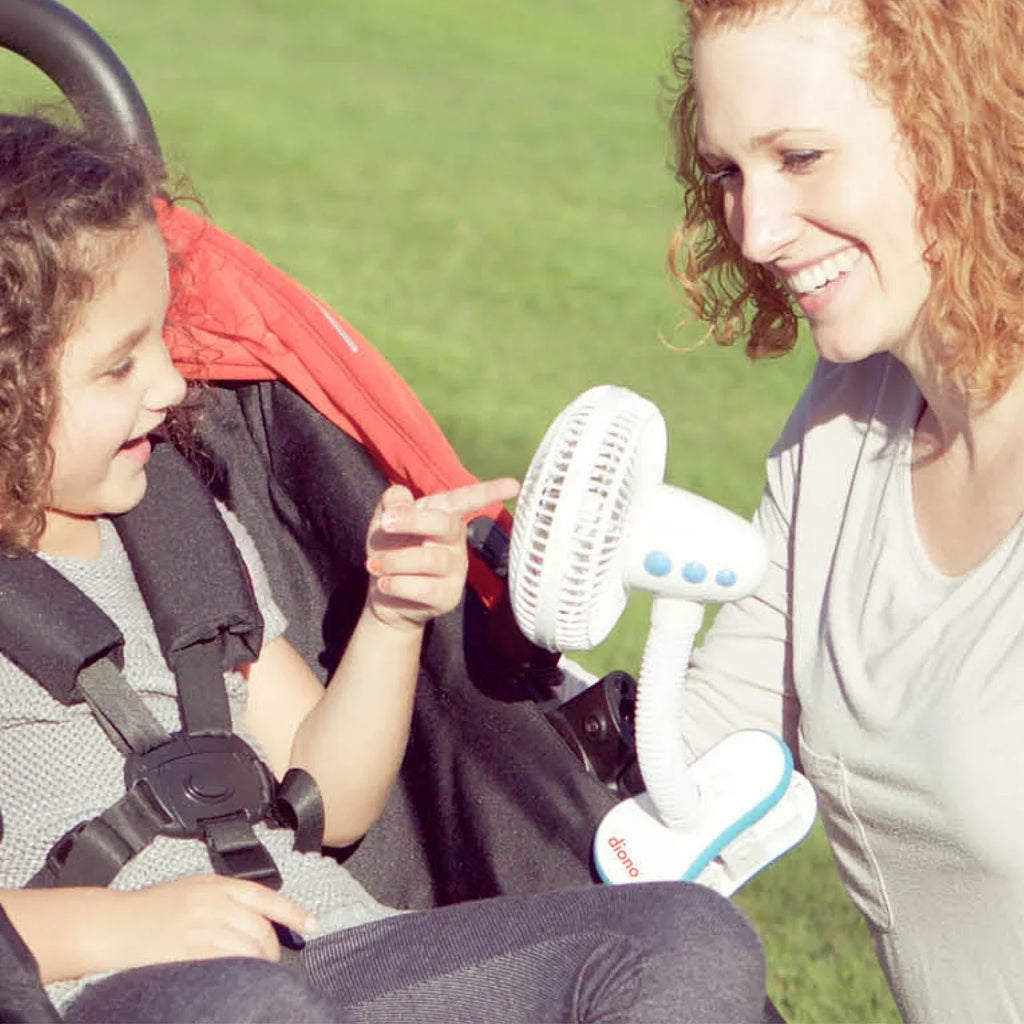 Diono Clip-On Baby Safe Universal Stroller Fan with Flexible Neck for Perfect Angle, Pack of Two, White