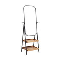 Modern Adjustable Full-Length Mirror with Wooden Shelves