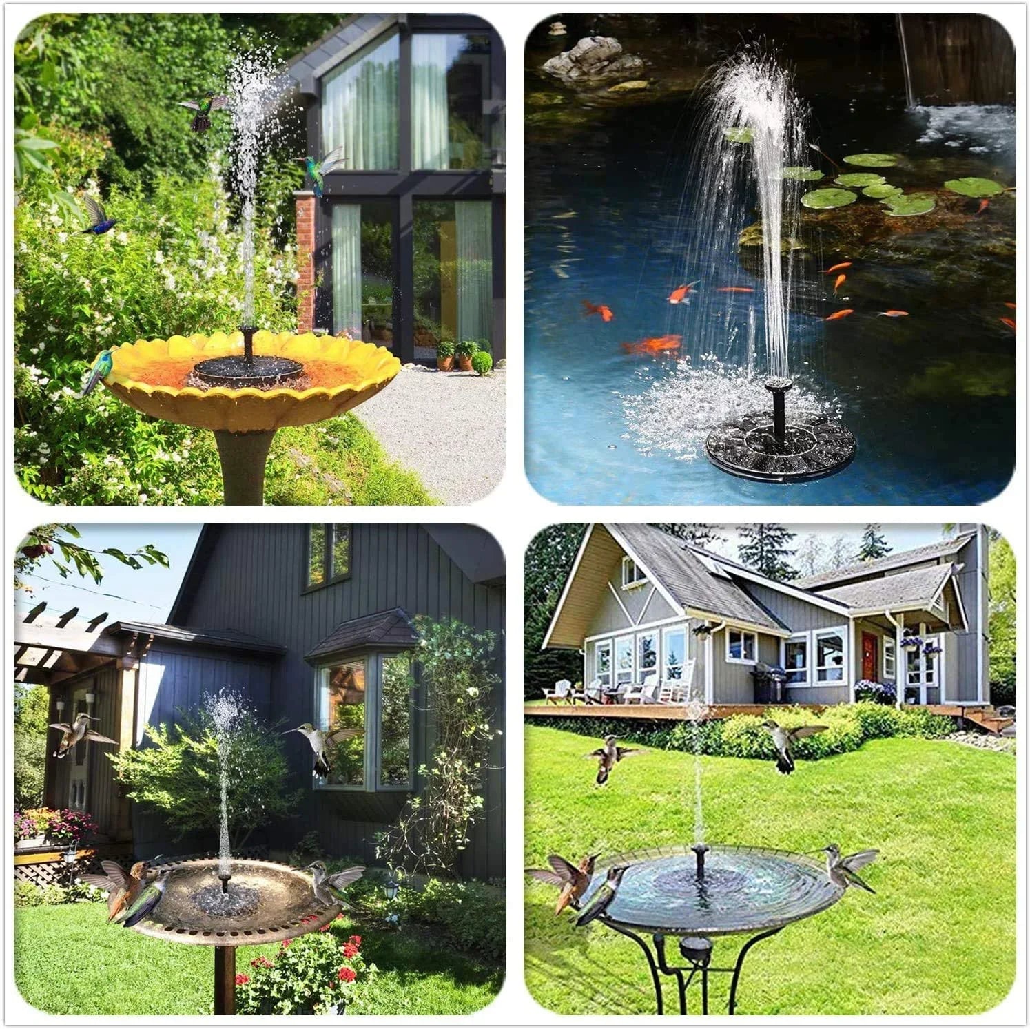 2.5W Solar Fountain Pump, 1200mAh Circle Solar Water Pump Floating Fountain Built-in Battery, with 6 Nozzles, for Bird Bath, Fish Tank, Pond or Garden Decoration pond heaters for outdoor ponds