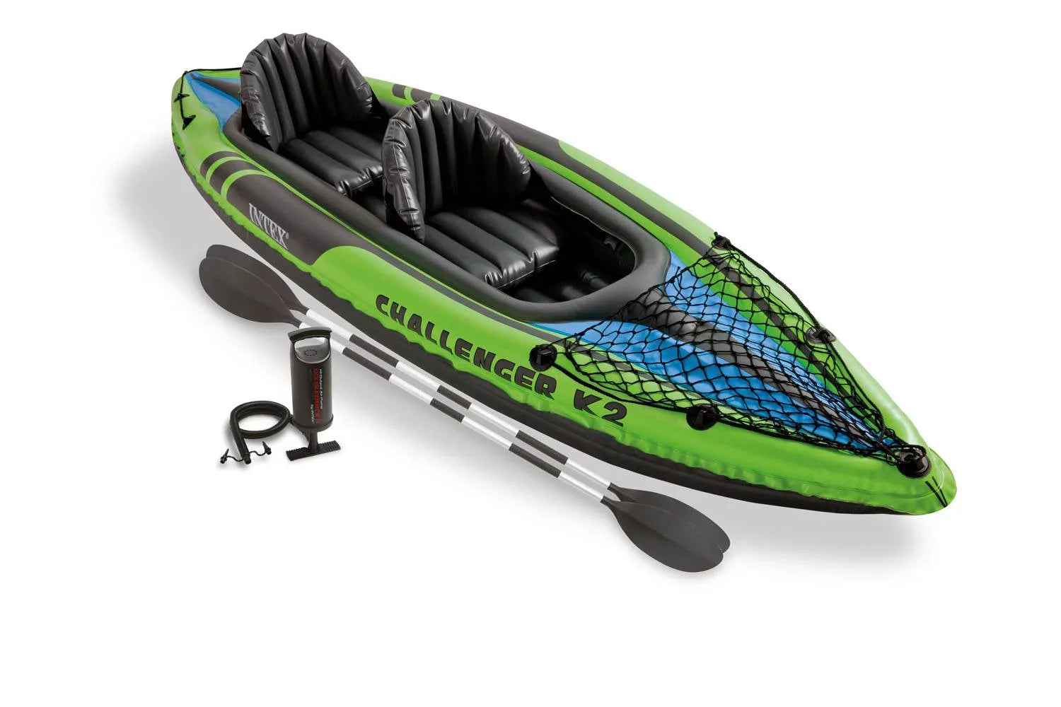 Intex Challenger  2-Person Inflatable Sporty Kayak + Oars And Pump (3 Pack)