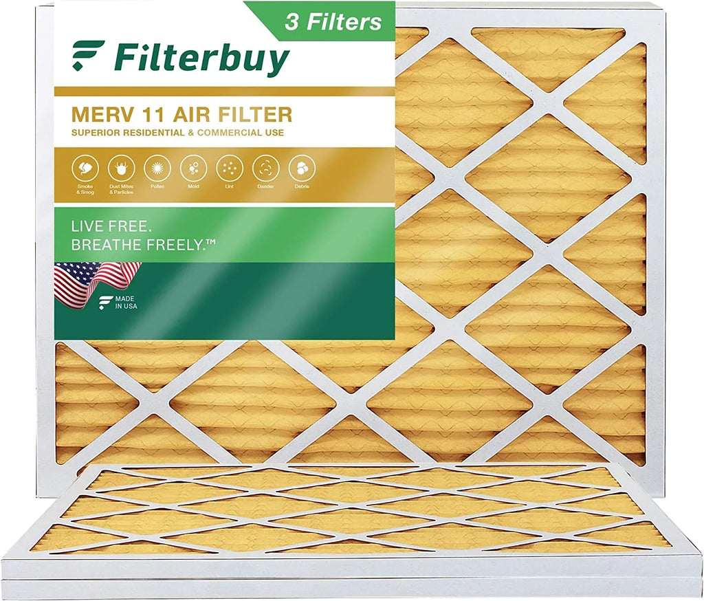 Filterbuy 17x20x1  11 Pleated   Furnace Air Filters (3-Pack)
