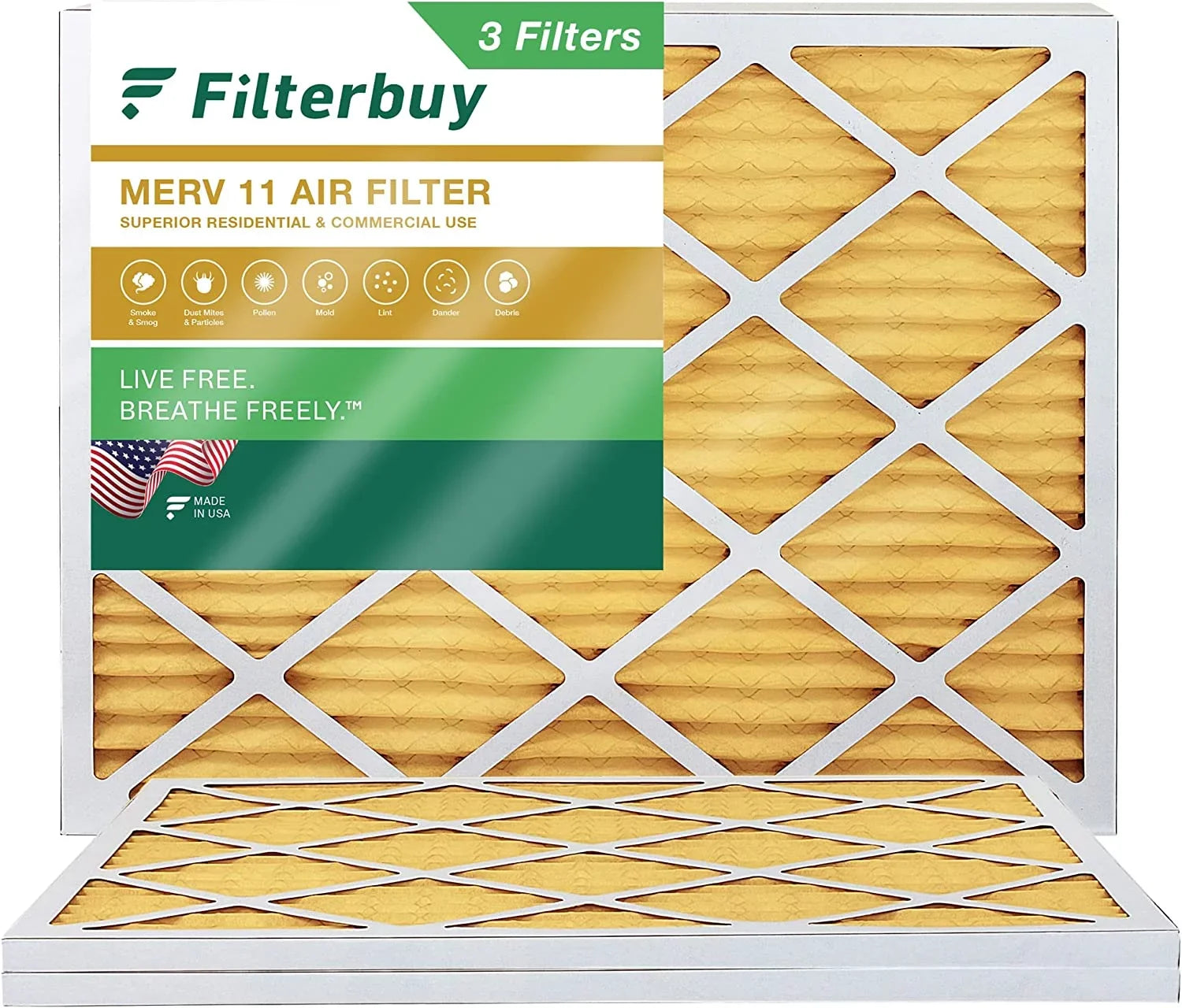 Filterbuy 17x20x1  11 Pleated   Furnace Air Filters (3-Pack)