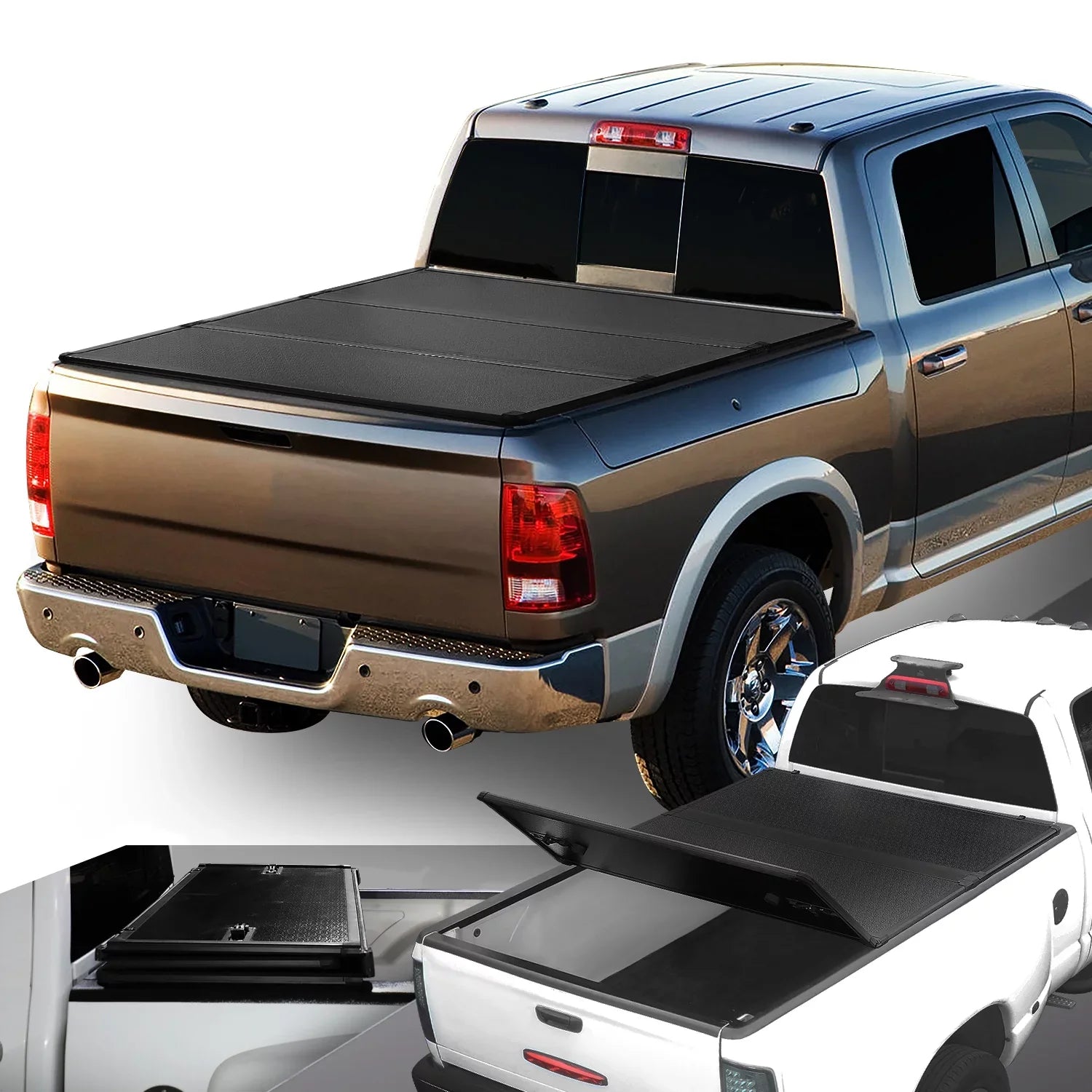 Motoring --028 For 2009 to 2022 Ram Truck 1500 / 3500 Fleetside 6.5Ft Short Bed Hard Solid Tri -Fold Tonneau Cover