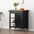 SogesPower 36"Height Multi-Purpose Kitchen Island with Hidden Cabinet- Black