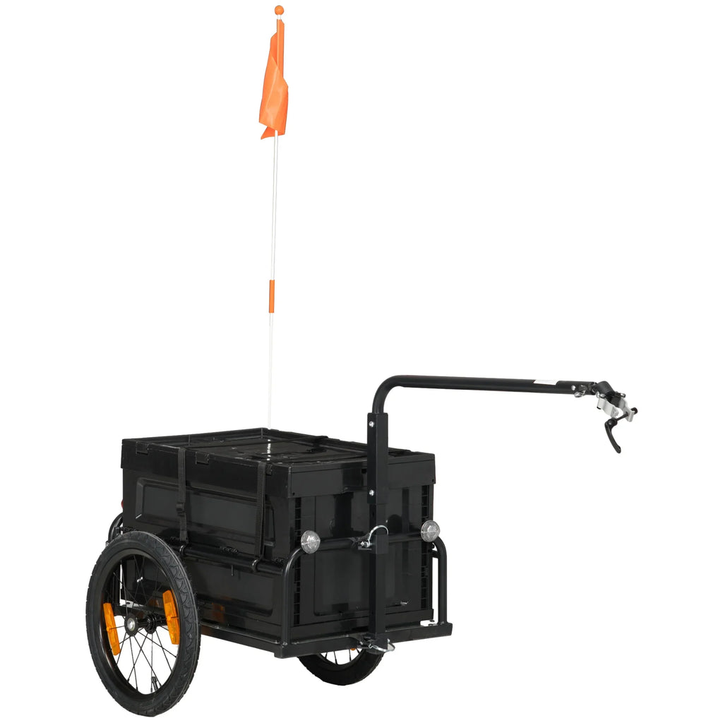Aosom Bike Trailer Wagon with Removable Storage Box, Galvanized Bottom