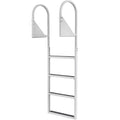 Dock Ladder, Flip-Up 4-Step Aluminum Alloy Pontoon Boat Ladder for Ship, Lake, Pool