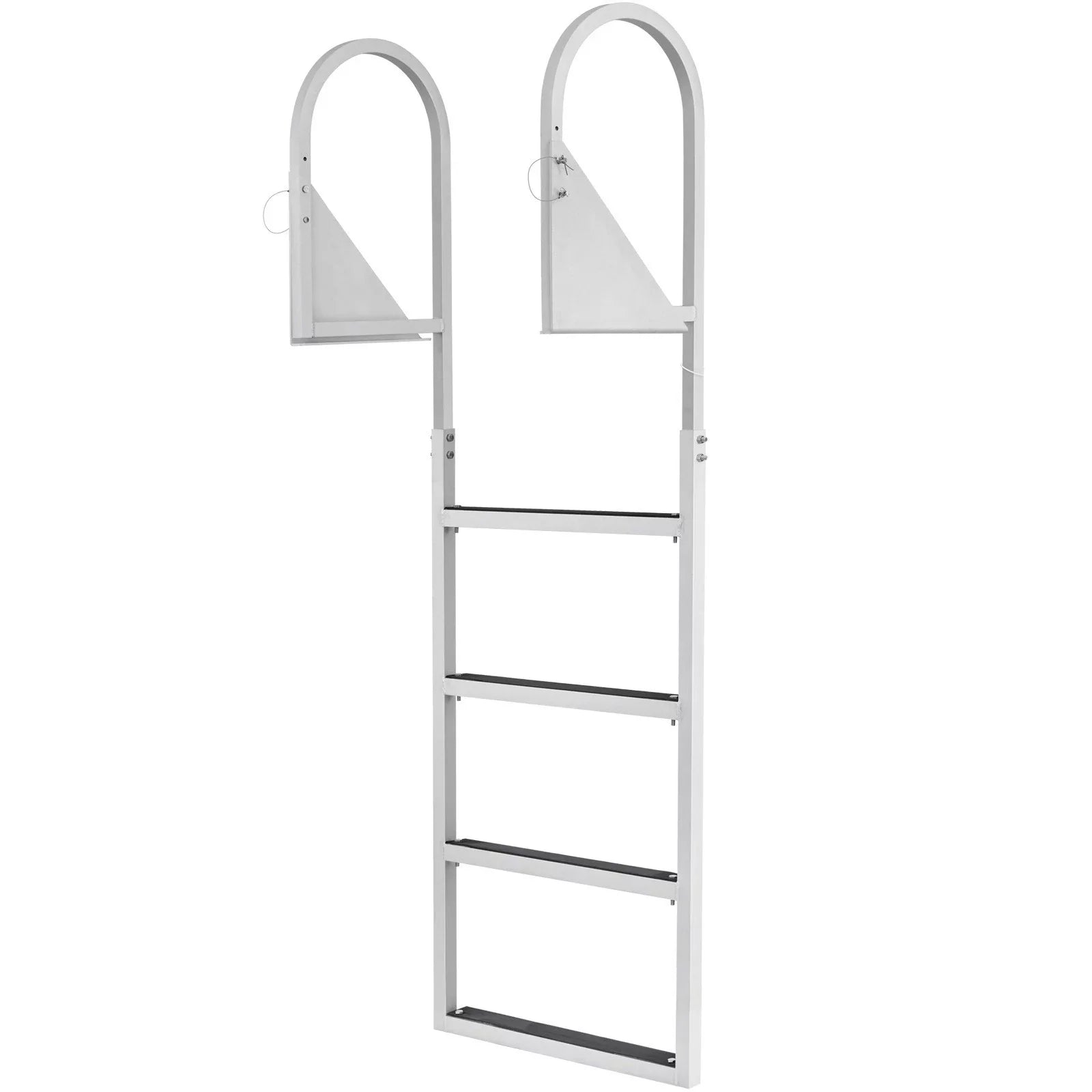 Dock Ladder, Flip-Up 4-Step Aluminum Alloy Pontoon Boat Ladder for Ship, Lake, Pool
