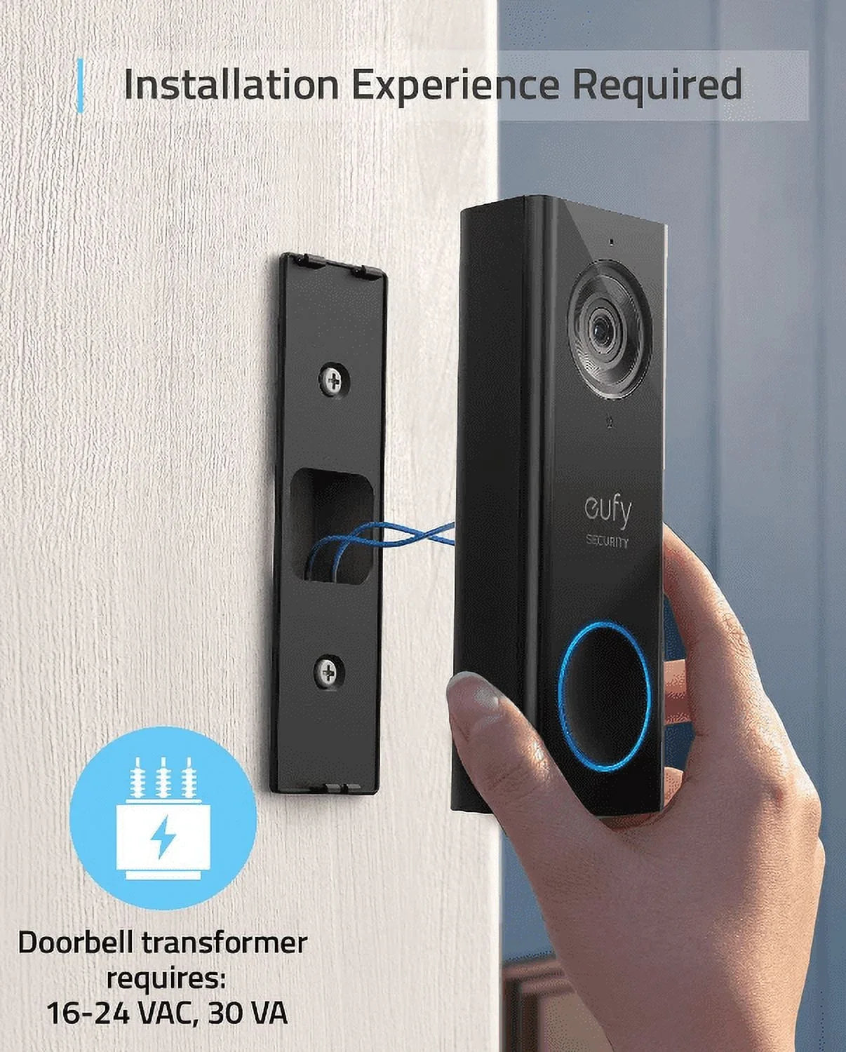 Open Box Eufy Security Wi-Fi Video Doorbell, 2K Resolution Wires Doorbell