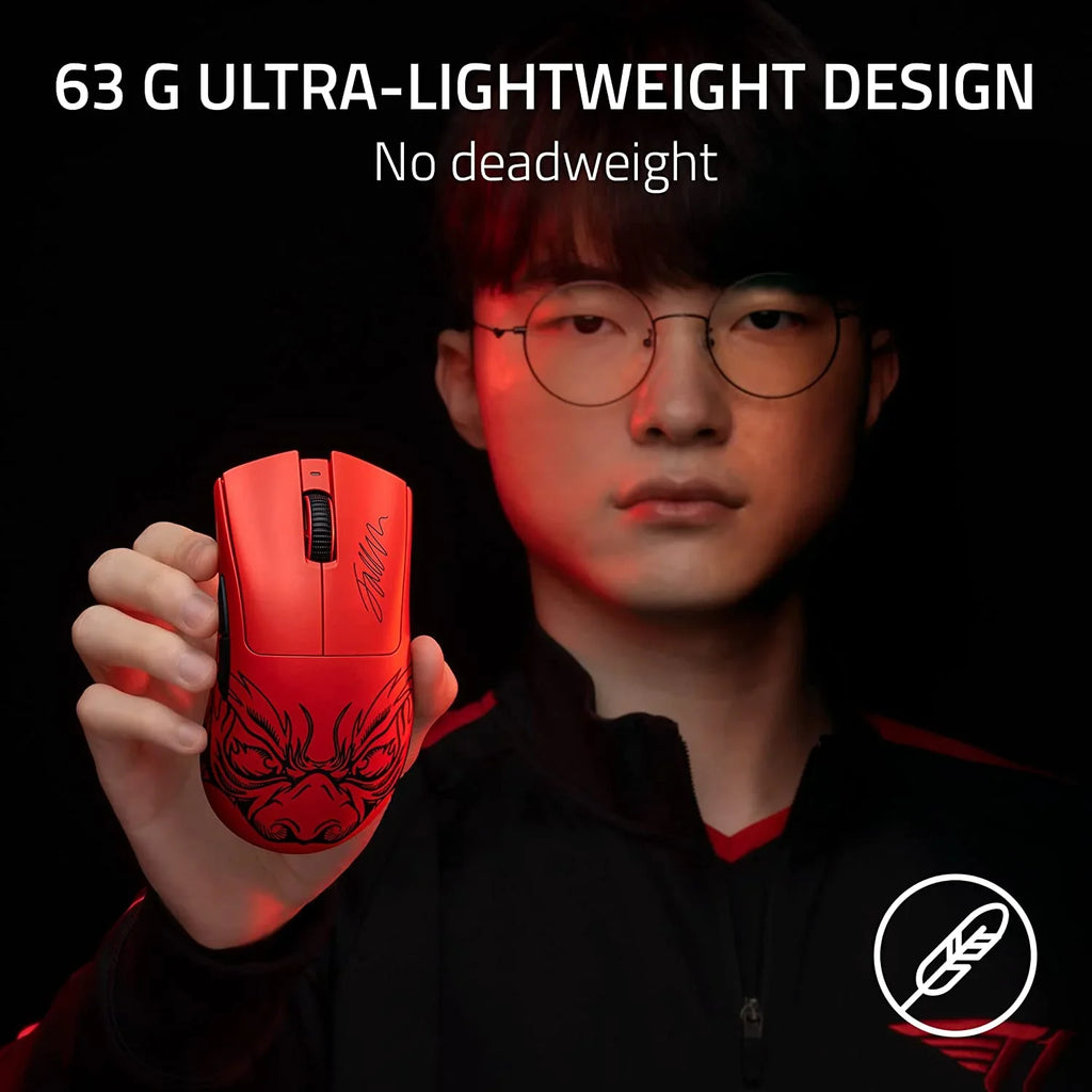Razer DeathAdder  Pro - Mouse leggero per -Sport Ergonomico Wireless (Design Leggero da 63g, Sensore Ottico Focus Pro 30K, Interruttori del Mouse Gen-3, Wireless HyperSpeed) Faker Edition