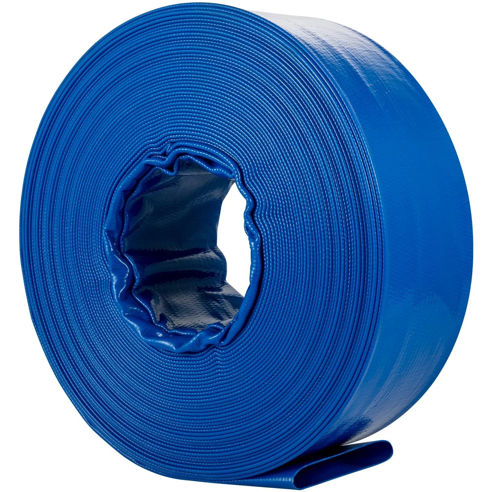 Discharge Hose, 1-12" x 105',  Fabric Lay Flat Hose, Heavy Duty Backwash Drain Hose with Clamps, Weather-proof & Burst-proof, Ideal for Swimming Pool & Water Transfer, Blue