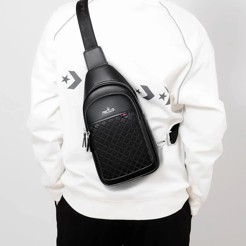 Fashion Co. 12 Men's Luxury Leather Crossbody Chest Bag