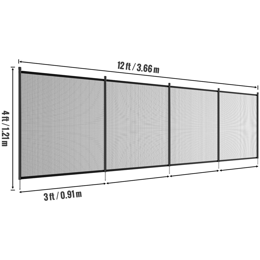 4 x 12 ft  Pool Fence Detachable Pool Fence for Outdoor Underground Swimming Pools