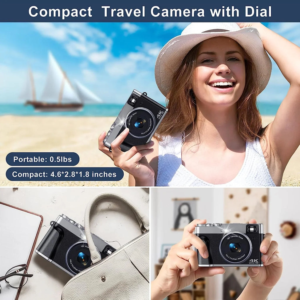 4K Digital Camera for Photography Autofocus 48MP 4K Camera for Vlogging YouTube 16X Digital Zoom Video Camera with 32GB  Card