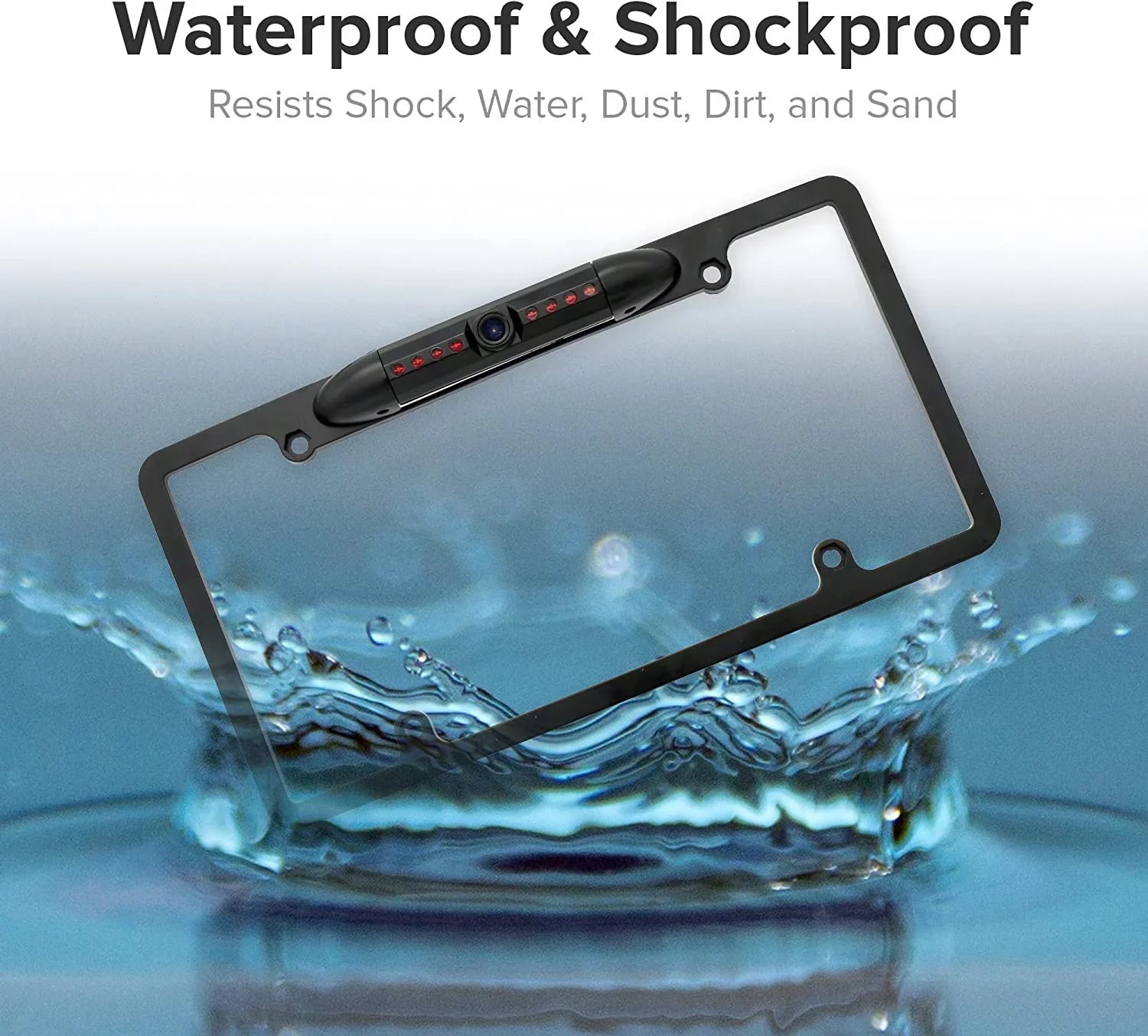 Backup Camera Rearview License Plate Frame for   - Black