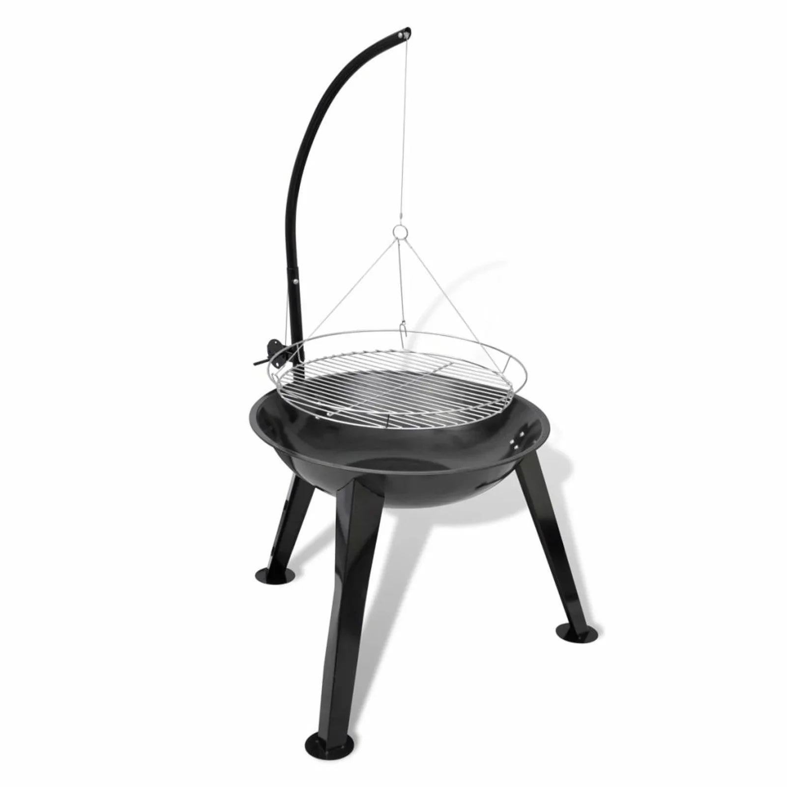 Anself Charcoal  Stand with Hanging Round Grill Plate Steel Barbecue Stand for Camping Cooking, Grilling, Smoking, Picnic, Hiking, Party, Garden, Patio 28.3 x 48.4 Inches (Diameter x )