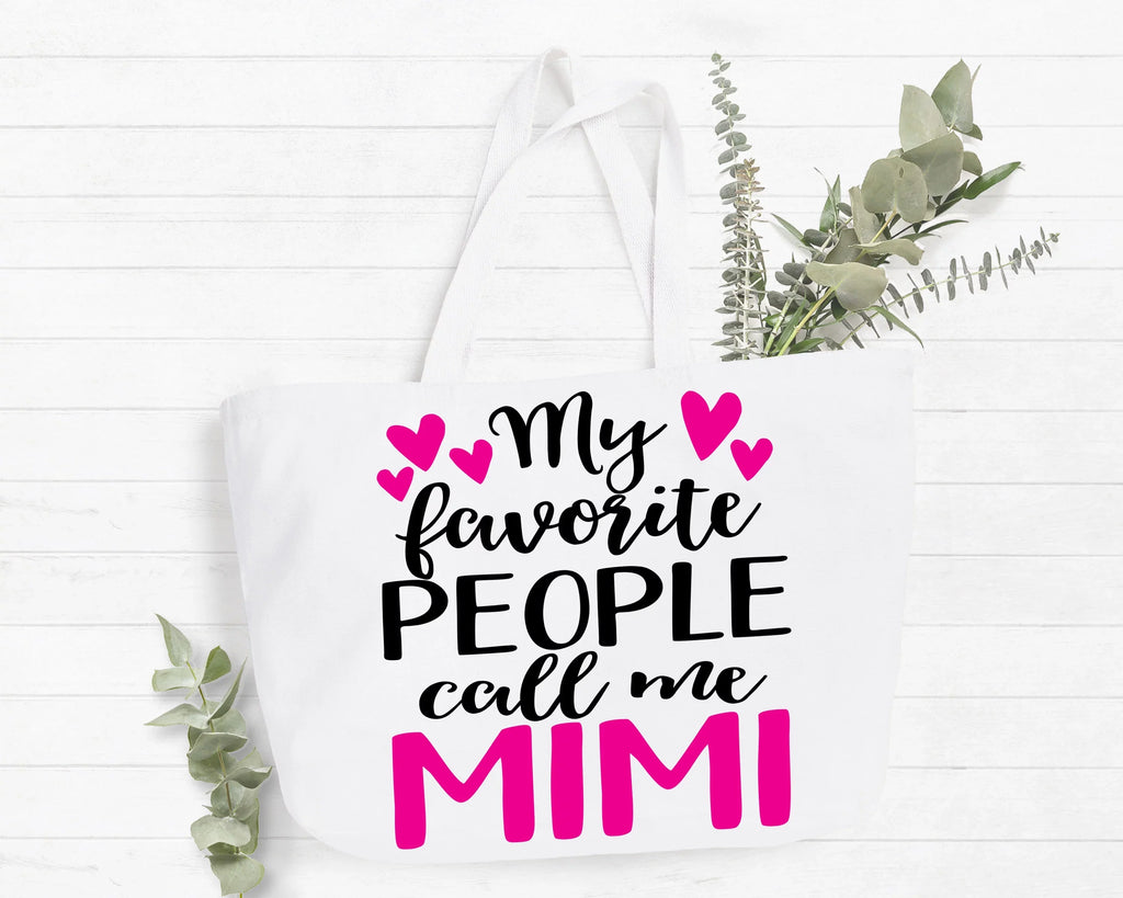Mimi Gift My Favorite People Call Me Mimi Tote Bag Grandma Gift Idea Book Bag Travel Tote Handbag -