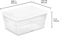 16448012 16 Quart/15 Liter Storage Box, White Lid with Clear Base, 12-Pack