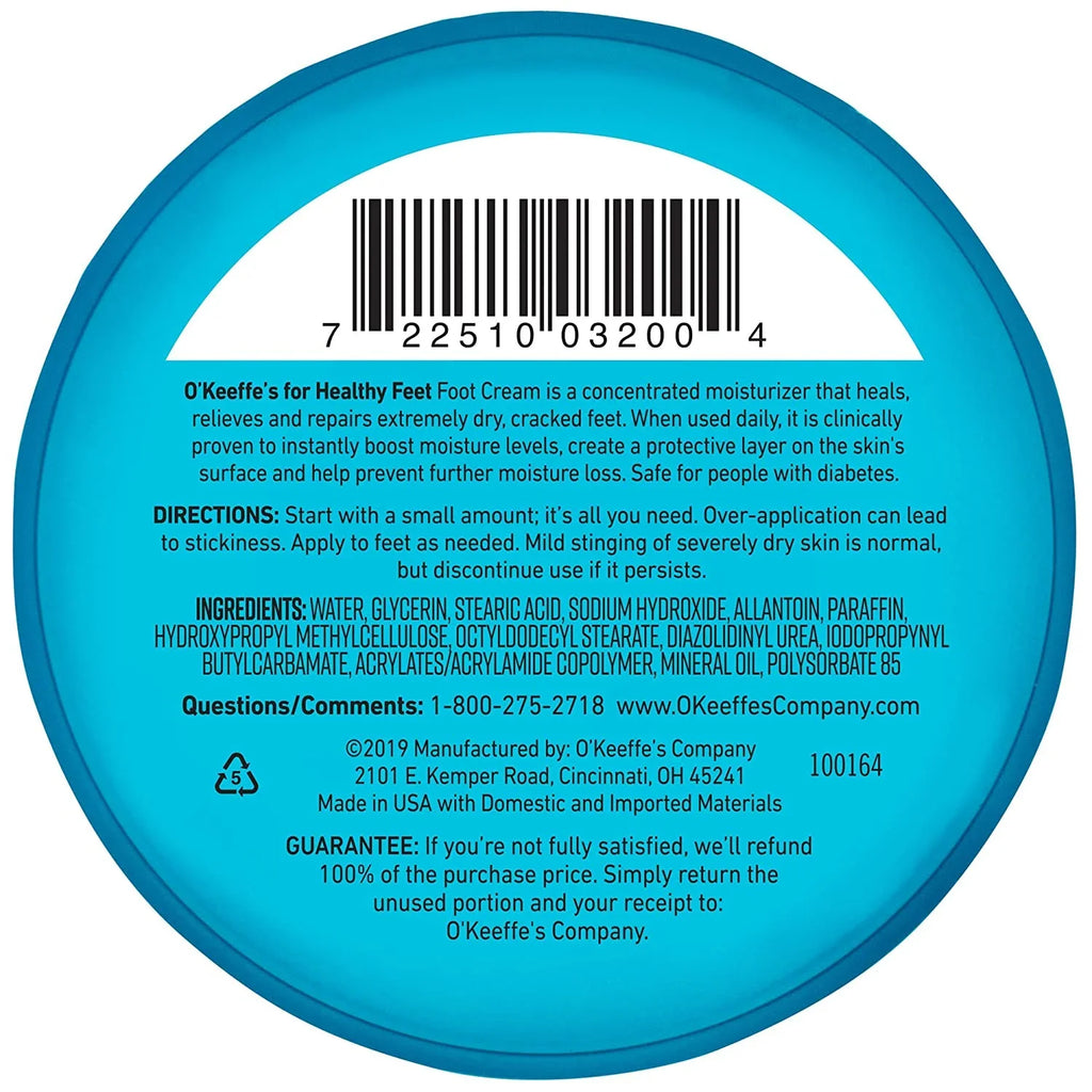 'Keeffe's Healthy Feet Foot Cream, 3.2 ounce Jar